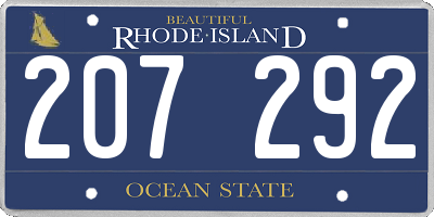 RI license plate 207292
