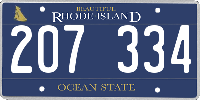 RI license plate 207334