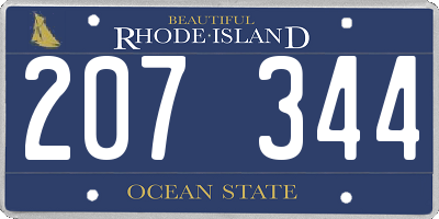 RI license plate 207344