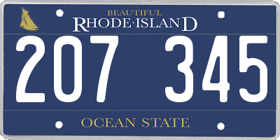 RI license plate 207345
