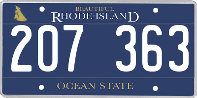 RI license plate 207363