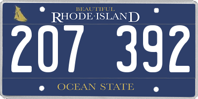RI license plate 207392