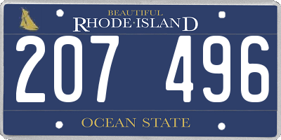 RI license plate 207496