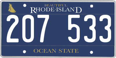 RI license plate 207533
