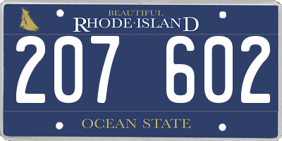 RI license plate 207602
