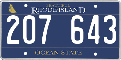 RI license plate 207643