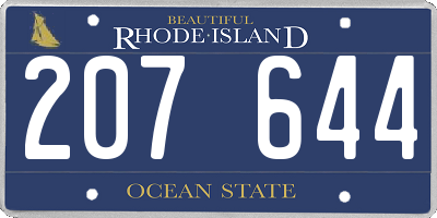 RI license plate 207644