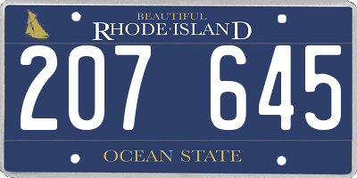 RI license plate 207645