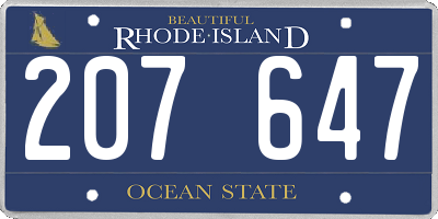 RI license plate 207647