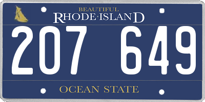 RI license plate 207649