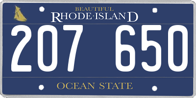 RI license plate 207650