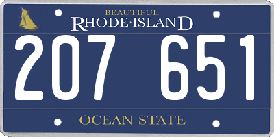 RI license plate 207651