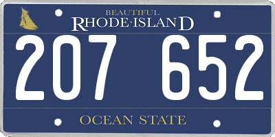 RI license plate 207652