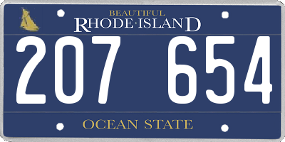 RI license plate 207654