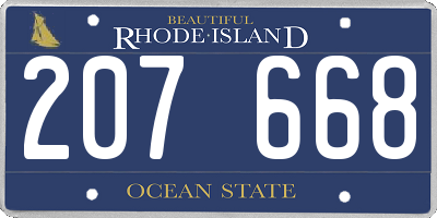 RI license plate 207668