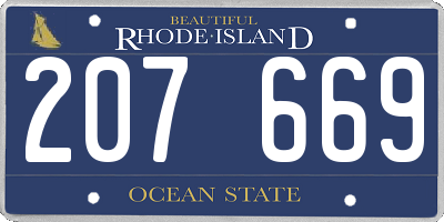 RI license plate 207669