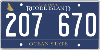 RI license plate 207670