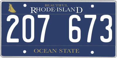 RI license plate 207673