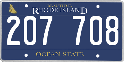 RI license plate 207708