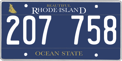RI license plate 207758