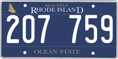 RI license plate 207759
