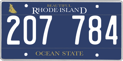 RI license plate 207784