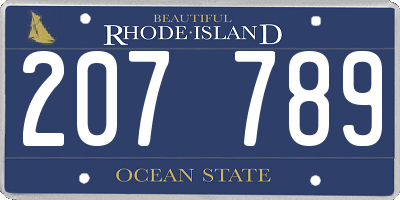 RI license plate 207789