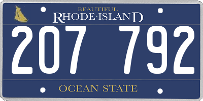 RI license plate 207792