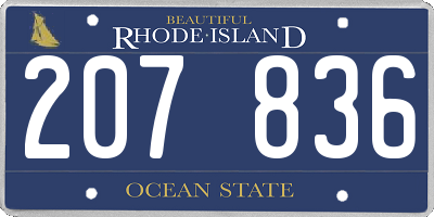 RI license plate 207836