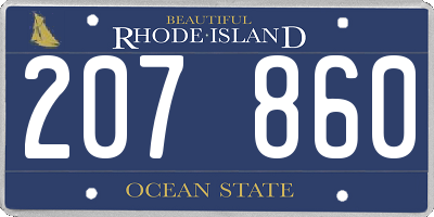 RI license plate 207860