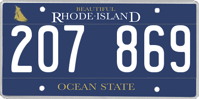 RI license plate 207869