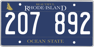 RI license plate 207892