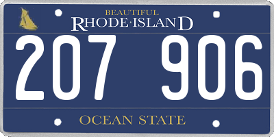 RI license plate 207906