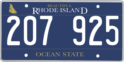 RI license plate 207925