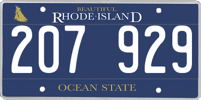 RI license plate 207929