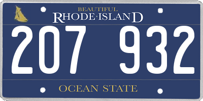 RI license plate 207932