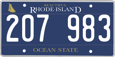 RI license plate 207983