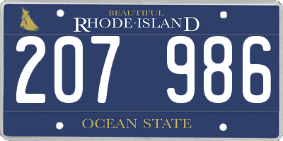 RI license plate 207986