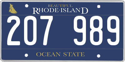 RI license plate 207989