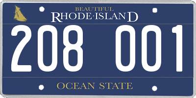 RI license plate 208001