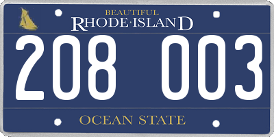 RI license plate 208003