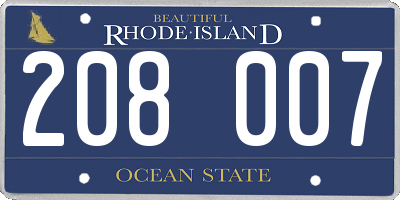 RI license plate 208007