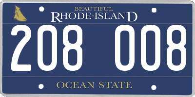 RI license plate 208008