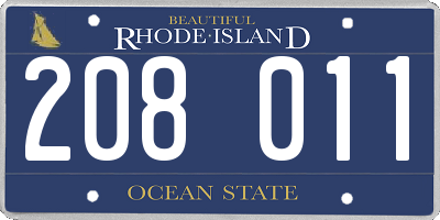 RI license plate 208011