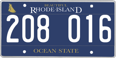 RI license plate 208016