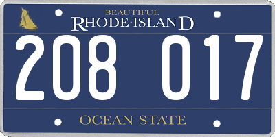 RI license plate 208017