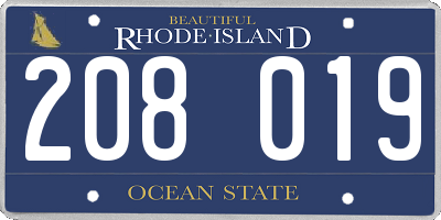 RI license plate 208019