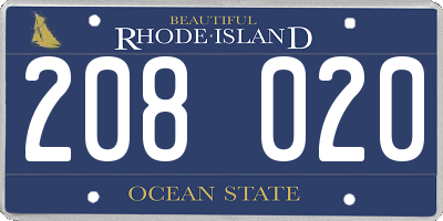 RI license plate 208020