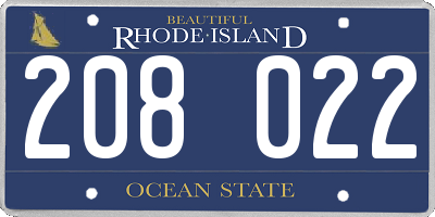 RI license plate 208022