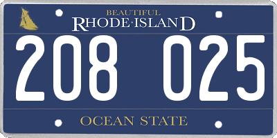 RI license plate 208025